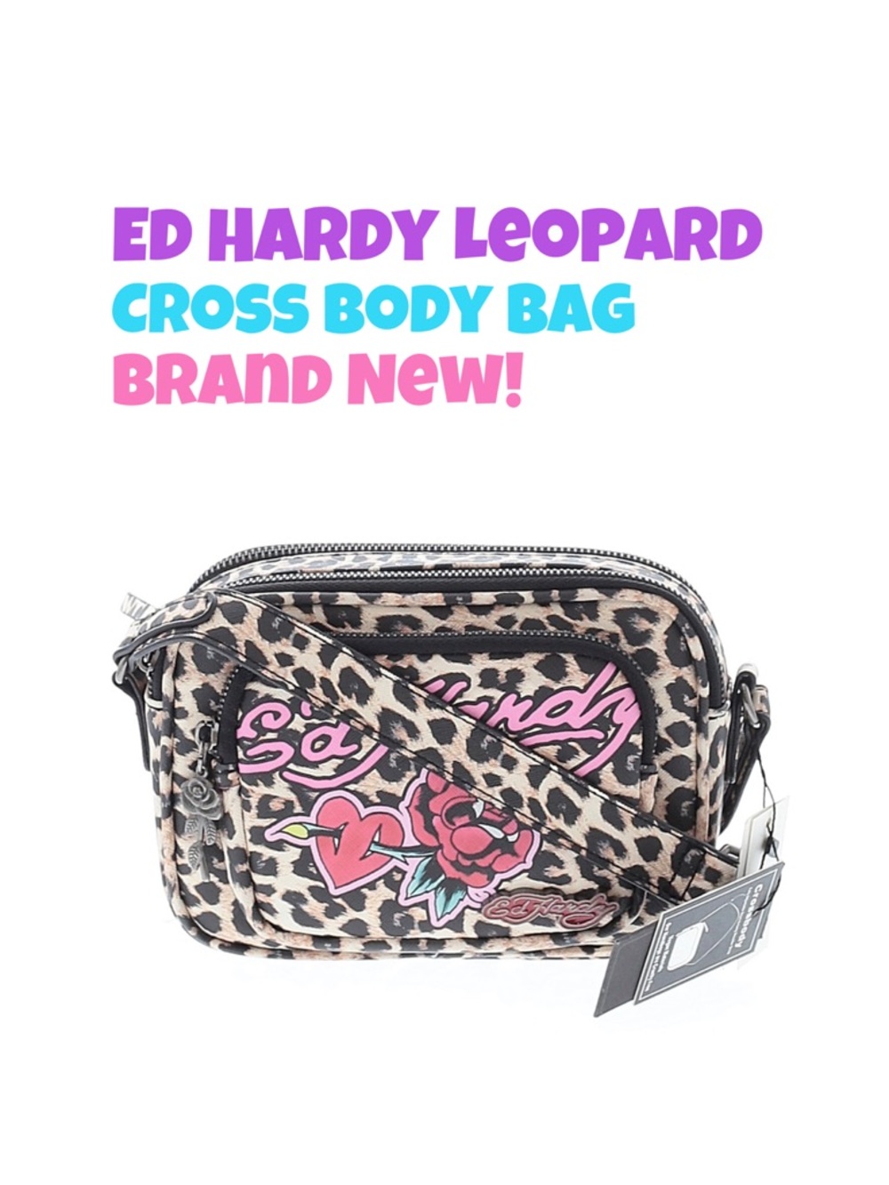 NWT Ed Hardy Leopard Crossbody